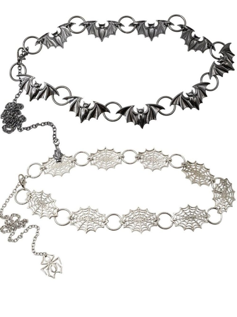 Kreepsville 666 Metal Belts Black Bats or Chrome Spiderwebs Spider Chain Hip NWT
